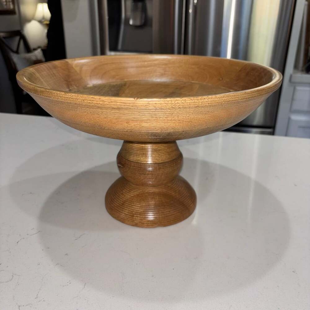 Smith & Hawken Wooden Pedestal Bowl Decorative Display